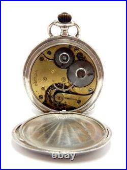 Pocket Watch Omega Hunter Dial Porcelain Case Silver 52mm 1910c Needs Review