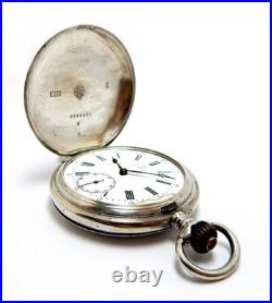 Pocket Watch Omega Hunter Dial Porcelain Case Silver 52mm 1910c Needs Review