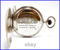 Pocket Watch Omega Hunter Dial Porcelain Case Silver 52mm 1910c Needs Review