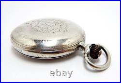 Pocket Watch Omega Hunter Dial Porcelain Case Silver 52mm 1910c Needs Review