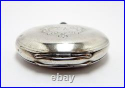 Pocket Watch Omega Hunter Dial Porcelain Case Silver 52mm 1910c Needs Review