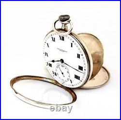 Pocket Watch PAUL DITISHEIM Solvil Dial Porcelain Case Silver 48mm 1920c Working