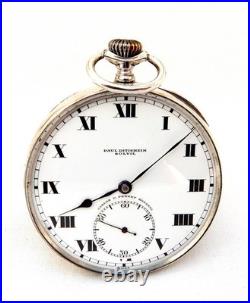 Pocket Watch PAUL DITISHEIM Solvil Dial Porcelain Case Silver 48mm 1920c Working