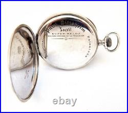 Pocket Watch PAUL DITISHEIM Solvil Dial Porcelain Case Silver 48mm 1920c Working
