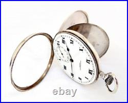 Pocket Watch PAUL DITISHEIM Solvil Dial Porcelain Case Silver 48mm 1920c Working