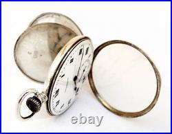 Pocket Watch PAUL DITISHEIM Solvil Dial Porcelain Case Silver 48mm 1920c Working
