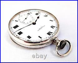 Pocket Watch PAUL DITISHEIM Solvil Dial Porcelain Case Silver 48mm 1920c Working