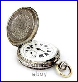 Pocket Watch STEMMWINDER Hunter 15 Jewels Dial Porcelain Case Silver Working