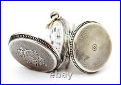 Pocket Watch STEMMWINDER Hunter 15 Jewels Dial Porcelain Case Silver Working