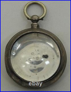 Pocket Watch Sterling 1880's London 51mm Fusee Verge Pair Case Bullseye Crystal