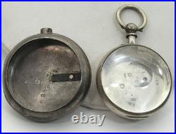 Pocket Watch Sterling 1880's London 51mm Fusee Verge Pair Case Bullseye Crystal