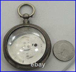 Pocket Watch Sterling 1880's London 51mm Fusee Verge Pair Case Bullseye Crystal