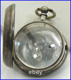 Pocket Watch Sterling 1880's London 51mm Fusee Verge Pair Case Bullseye Crystal