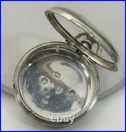 Pocket Watch Sterling 1880's London 51mm Fusee Verge Pair Case Bullseye Crystal