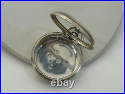 Pocket Watch Sterling 1880's London 51mm Fusee Verge Pair Case Bullseye Crystal