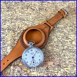 Pocket Watch Strap 50 mm Antique WW1 Times New Leather Genuine Molniya Vintage