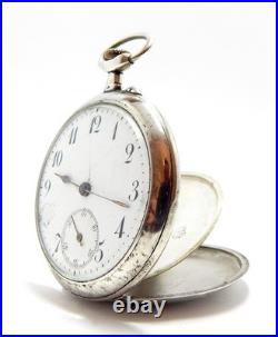 Pocket Watch Style Art Nouveau Dial Porcelain Case Silver 49mm To Restore Parts