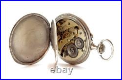 Pocket Watch Style Art Nouveau Dial Porcelain Case Silver 49mm To Restore Parts