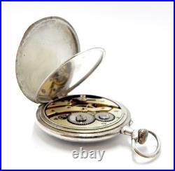 Pocket Watch Style Art Nouveau Dial Porcelain Case Silver 49mm To Restore Parts