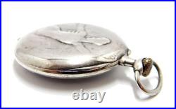 Pocket Watch Style Art Nouveau Dial Porcelain Case Silver 49mm To Restore Parts