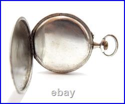 Pocket Watch Style Art Nouveau Dial Porcelain Case Silver 49mm To Restore Parts