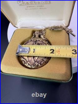 Pocket Watch Swiss 17 Jewels Incabloc Gold Tone Hunter Case Horse Chain Box