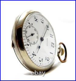 Pocket Watch ZENITH Grand Prix Dial Porcelain Open Face 52mm Case Steel Working