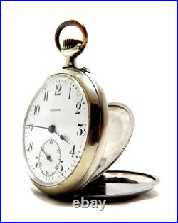 Pocket Watch ZENITH Grand Prix Dial Porcelain Open Face 52mm Case Steel Working