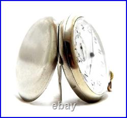 Pocket Watch ZENITH Grand Prix Dial Porcelain Open Face 52mm Case Steel Working
