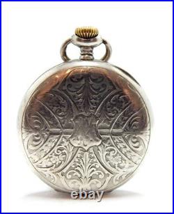 Pocket Watch ZENITH Grand Prix Dial Porcelain Open Face Case Silver 49mm Working