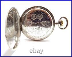 Pocket Watch ZENITH Grand Prix Dial Porcelain Open Face Case Silver 49mm Working