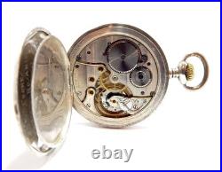 Pocket Watch ZENITH Grand Prix Dial Porcelain Open Face Case Silver 49mm Working