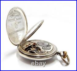Pocket Watch ZENITH Grand Prix Dial Porcelain Open Face Case Silver 49mm Working