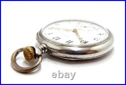 Pocket Watch ZENITH Grand Prix Dial Porcelain Open Face Case Silver 49mm Working