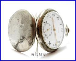 Pocket Watch ZENITH Grand Prix Dial Porcelain Open Face Case Steel To Restore