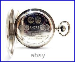 Pocket Watch ZENITH Hunter Grand Prix Paris Case Silver 50mm Circa 1910 Working