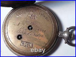 Pocket Watch, small, Hunting Case, gunmetal/silver, for parts/not running