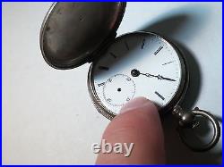 Pocket Watch, small, Hunting Case, gunmetal/silver, for parts/not running