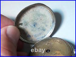 Pocket Watch, small, Hunting Case, gunmetal/silver, for parts/not running