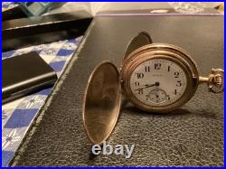 Pocket watch ELGIN cal 286 engraved hunter multicolor case c 1905 7 jewels 6s