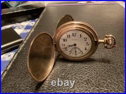Pocket watch ELGIN cal 286 engraved hunter multicolor case c 1905 7 jewels 6s