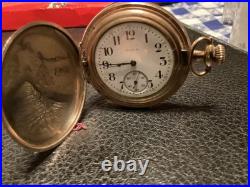Pocket watch ELGIN cal 286 engraved hunter multicolor case c 1905 7 jewels 6s