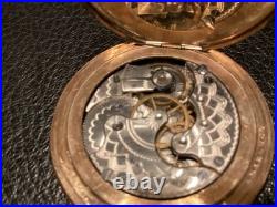 Pocket watch ELGIN cal 286 engraved hunter multicolor case c 1905 7 jewels 6s