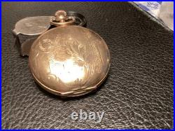 Pocket watch ELGIN cal 286 engraved hunter multicolor case c 1905 7 jewels 6s