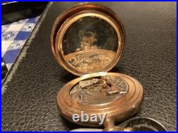 Pocket watch ELGIN cal 286 engraved hunter multicolor case c 1905 7 jewels 6s