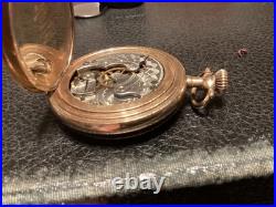 Pocket watch ELGIN cal 286 engraved hunter multicolor case c 1905 7 jewels 6s