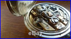 Pocket watch Leroy rattrapante chronograph split second silver case gousset