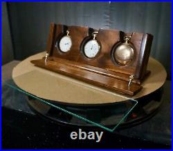 Pocket watch display case, displays 3 18size or smaller under glass