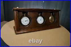 Pocket watch display case, displays 3 18size or smaller under glass