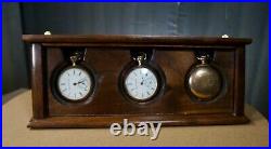 Pocket watch display case, displays 3 18size or smaller under glass